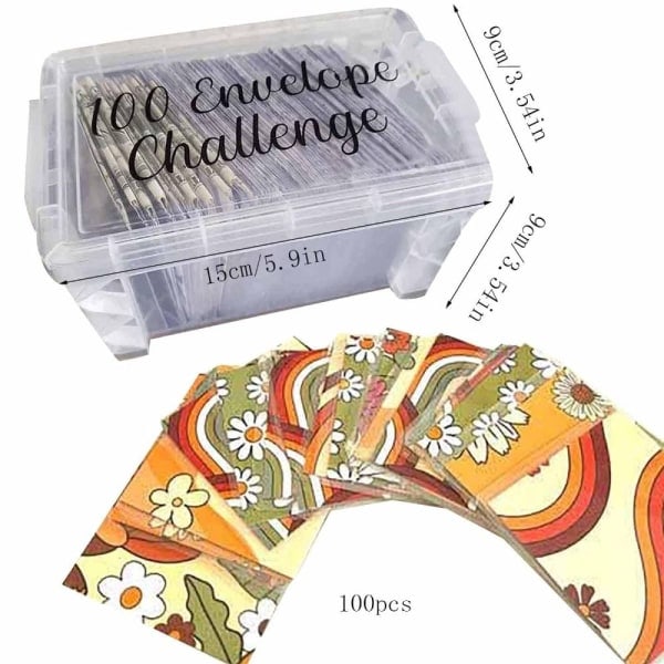 100 kuvert Utmaningsbox Set Sparutmaningar Budgetbox