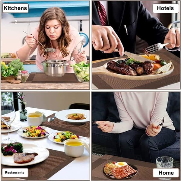 Dækkeservietter, 6 stk., skridsikre, vaskbare, varmebestandige