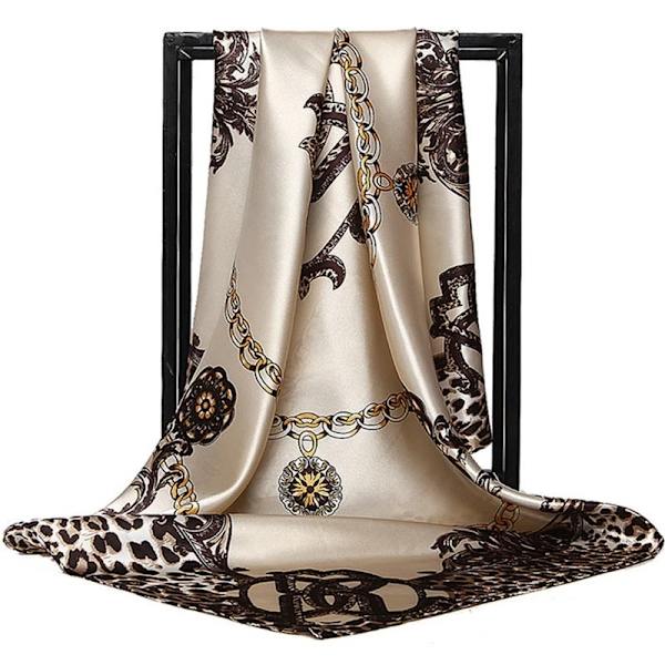 Lyxig damscarf i imitation av siden med leopardtryck.
