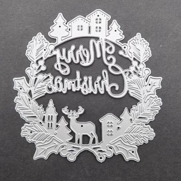God Jul Krans Metall Skärform Stencil DIY Scrapbooking Album Papper