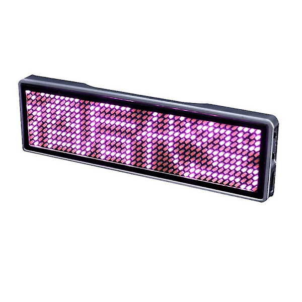 Bluetooth LED-bricka, Uppladdningsbar Digital LED-namnskylt för Festkonferens med DIY Programmerbart Scrollande Meddelande. Pink