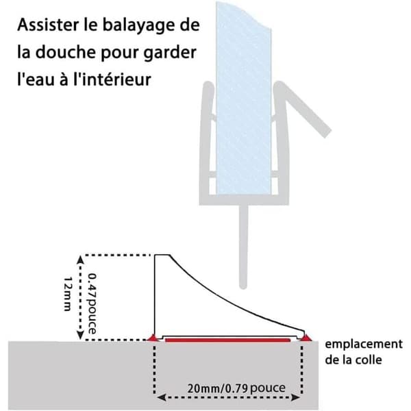 100 cm Transparent Brusebarriere - Anti-overløb til Walk-in Brusere