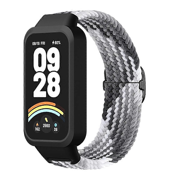 Til Xiaomi Smart Band 9 Active Redmi Band 3 Vævet Nylon Rem Snap-On Etui Urrem - Farverig Bla Multicolor Colorful Black