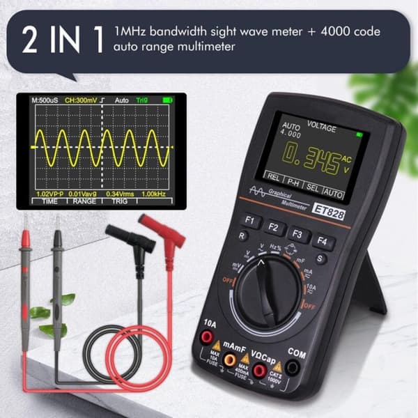 Professionel LED Multimeter Oscilloscope 2,4-tommer farveskærm ET828 Høj opløsning 2,5 Sampling Timer MSPS TEST Intelligent Digital