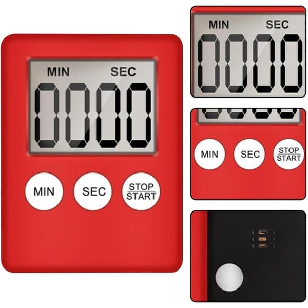 Digital Timer - Køkkentimer - Magnetisk Stopur med Alarm - Digital Timer med Hørbar Alarm, LCD-skærm Nedtællingstimer til Køkken, Studie