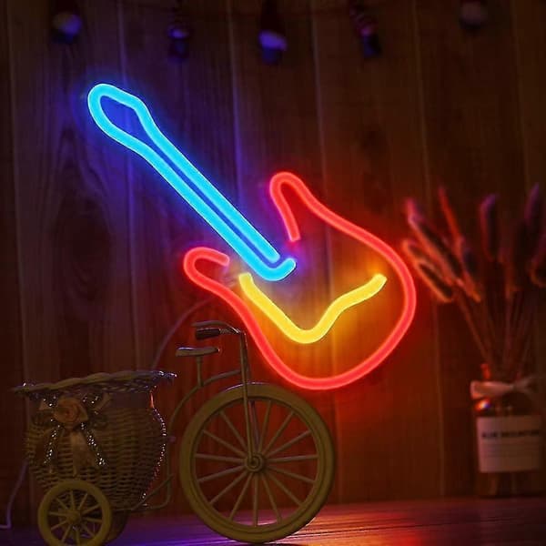 Neon Skylt Väggdekor, Ed Neon Ljusskyltar Usb/ Batteridriven Lysande Neon Väggskyltar För Sovrum Pub Bistro Party Presenter guitars Neon Sign