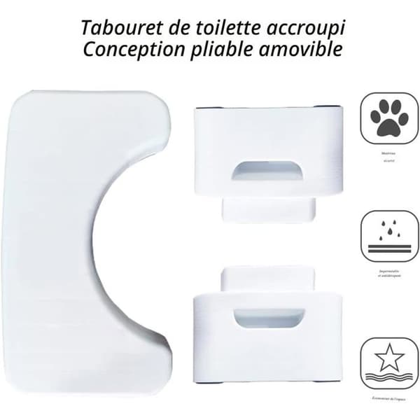 Sammenklappelig toiletfodskammel - 1 enhed - Robust polyurethan - Ergonomisk squat-hjælpemiddel - Til badeværelser