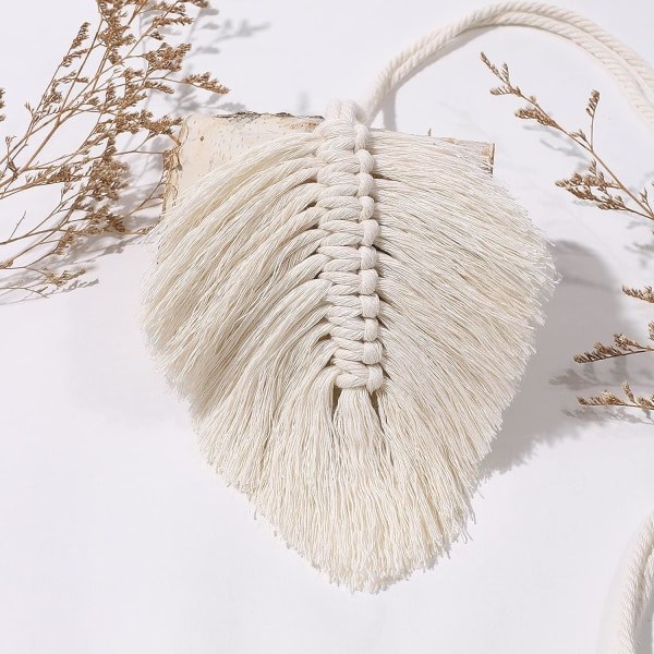 4-pak Boho Blad Bomuldsgardin Tiebacks Macrame Gardin Tiebacks Gardin Tiebacks Beige Bomuldsreb Tiebacks
