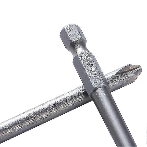 9-pack S2 Stål 100mm 1/4 tum Hex Magnetiska Ph1 Ph2 Korshuvud Skruvmejselbits Set