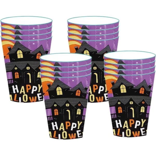 16 stk. Halloween engangskopper i papir, engangskopper til kaffe, te, varme og kalde drikker, utstyr til Halloween-fest