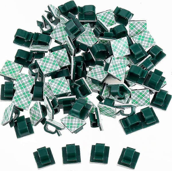 100 stk. kabelholder selvklæbende mini udendørs kabelclips med klæbemiddel Green