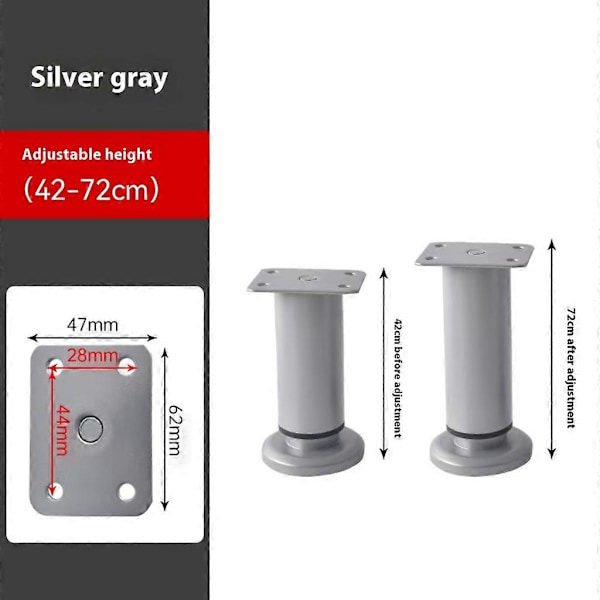 Helposti asennettava 4 pöydänjalan sarja, korkeussäädettävä sopimaan erilaisiin kodin tyyleihin Gray 42cm-72cm