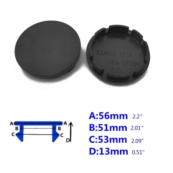 4 st/set Svart/Silver 56mm Bilhjul Center Cap för Fälg Nav ABS Kåpor Bil Univer Svart Silver