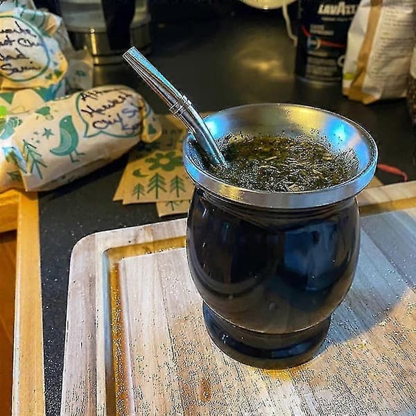Yerba Mate Kopp 304 Rostfritt Stål Dubbelvägg 24cl Argentinsk Yerba Mate Kalebass Hög Kvalitet