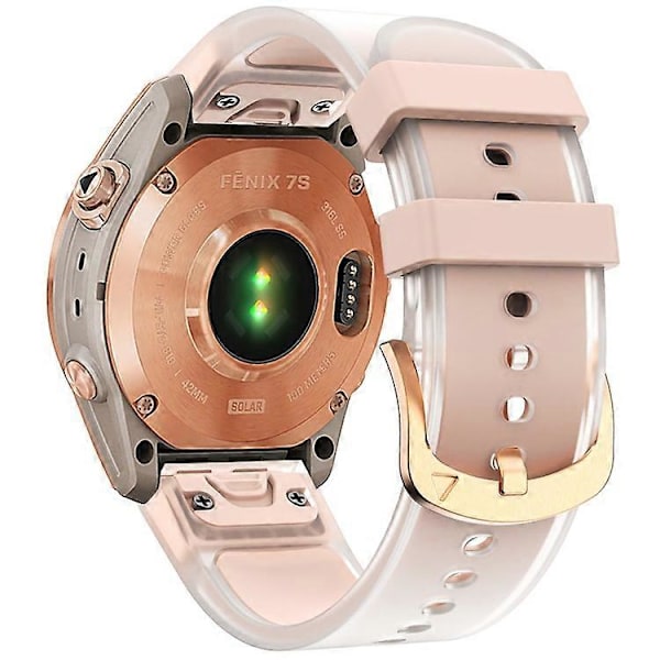 Kompatibel med Garmin Fenix 7S QuickFit 20mm Transparent Design Klockarmband Justerbart Silikonband Pink