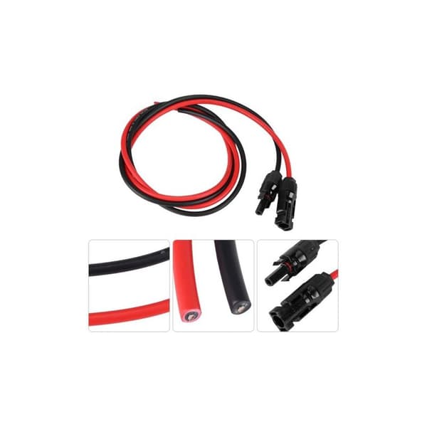 12 AWG solpanelsförlängningskabel med MC4 hon- och hankontakter adapterkit (5m röd + 5m svart)