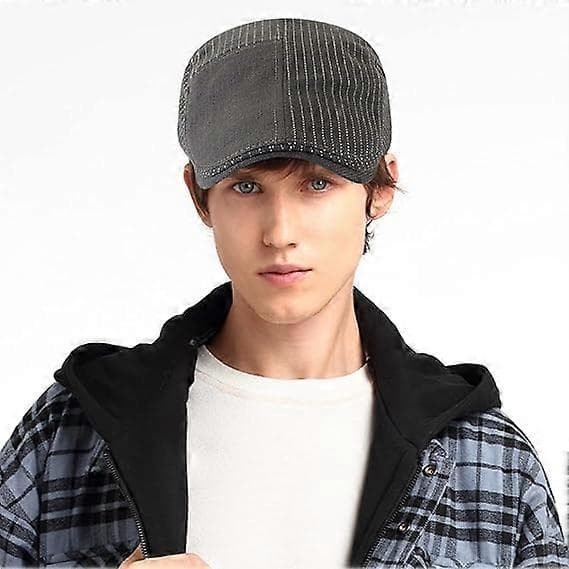 Herr Flat Cap Justerbar Newsboy Cap Bomull Gatsby Basker Keps Skytte Körhatt Ankunge Ivy Irish Golf Flat Hatt (Grå)
