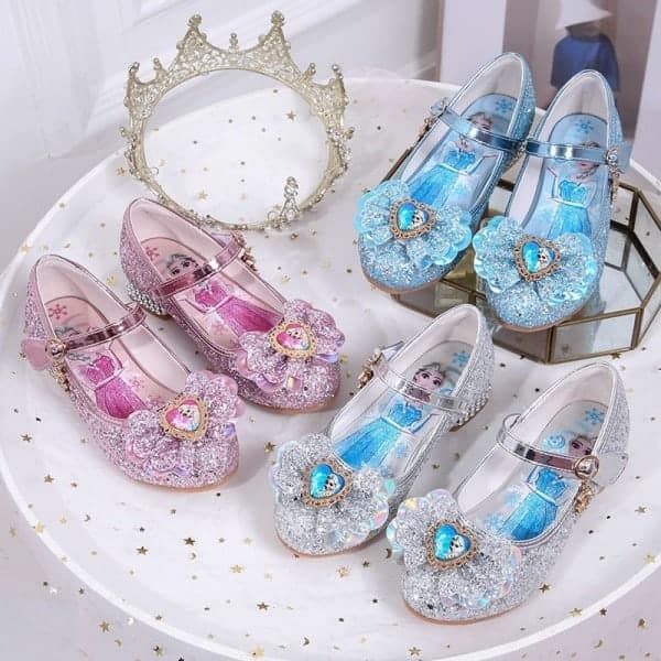 Elsa prinsessesko for jenter med paljetter blå 18cm / størrelse 28 18cm / size28