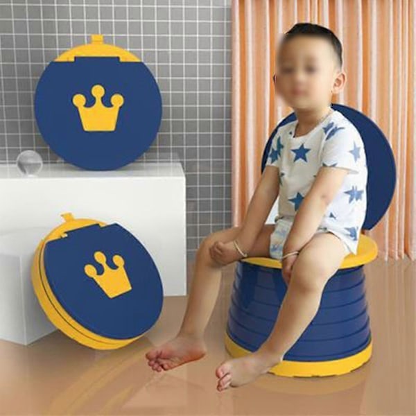Børns Sammenklappelige Toilet Bærbart Toiletsæde Drenge & Piger Foldbart js blue