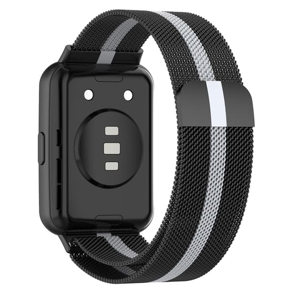 För Huawei Watch Fit 2 Rostfritt Stål Klockarmband Black Grey