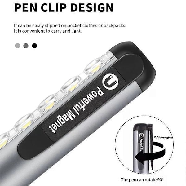 Mini LED-taskulamppu ladattava kannettava USB-lataustaskulamppu Silver Mini Light