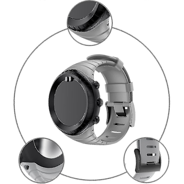 Suunto Core Rem, Erstatningsklokkereim i Gummi For Suunto Core Ss014993000. F1201 grey