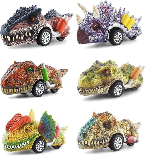 Dinosaurleker for barn 3-5 år, trekk tilbake dinosaurbiler for 3 4 5 6 7 år gamle gutter jenter Dinoleker Gaver til småbarn B