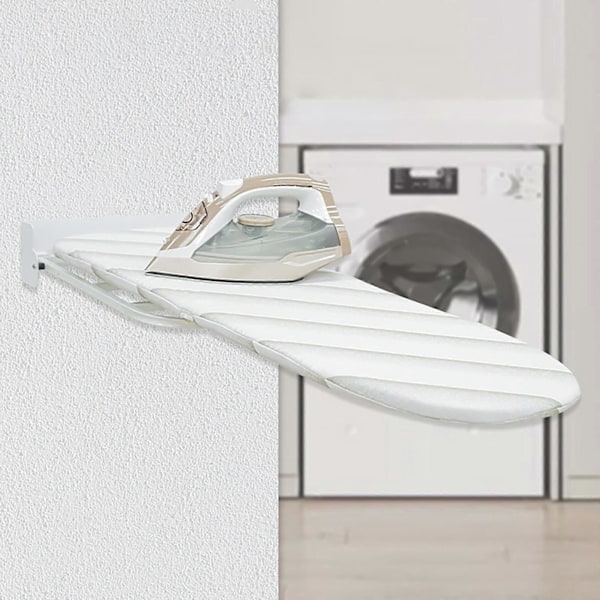 Veggmontert Strykebrett 180 Graders Rotasjon Hengende for Stue Små Rom Hvit Grå White Gray 92cmx31cm