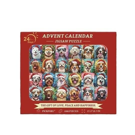 God jul adventskalender Hundepuslespill 1000 brikker Hundepuslespill