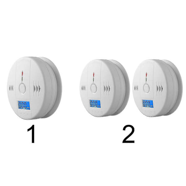 Rökdetektor och kolmonoxidvarnare med LCD-display 2pcs