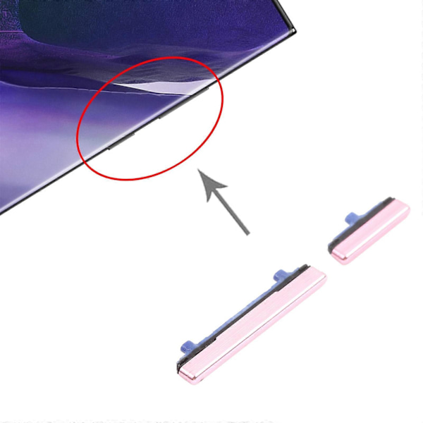 För Samsung Galaxy Note20 Ultra Strömknapp och Volymkontrollknapp Pink