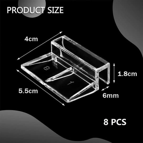 Akryl Akvariestøtte, Akvarielågclips, Klar Akvariestøtte, til Akvarium, Akvarielågclips, 6mm 6 STK