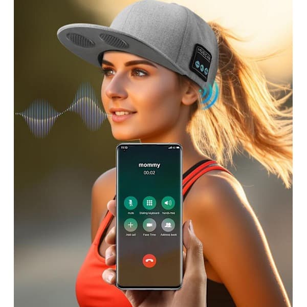 Hattu Bluetooth-kaiuttimella, säädettävä musiikkihattu, Bluetooth-lippis