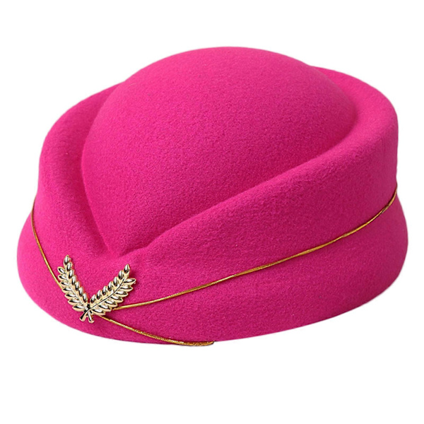Flyværtinde Hat Stewardesse Hat Baret Hat Kvinder Formel Uniform Kasketter Tilbehør Partyhatte Kostume Tilbehør Titel 6: Rosarød rose Red