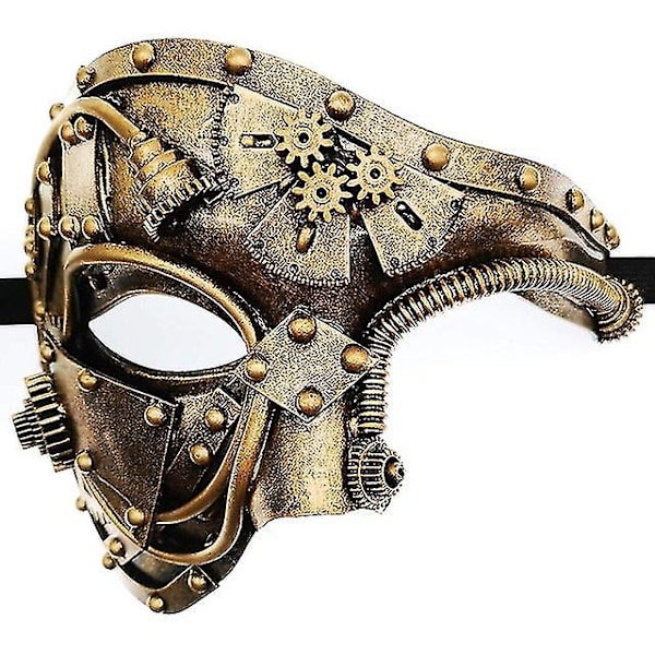 Punkstil Venetiansk Mask Hjälm Mekanisk Män Steampunk Fantomen på Operan Halloween Cosplay Party Kostym Ansiktsmasker