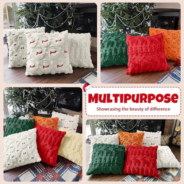 Set med 2 julkuddfodral 45x45cm Mjuk kort sammet soffkudde 3D-mönster örngott Lyxig dekorativ vardagsrum sovrum julgran