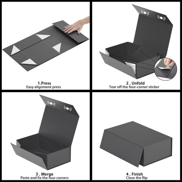 Presentaskar med lock magnetisk stängning rektangulär vikbar för pojkvän frieriask, bröllop, jul, halloween