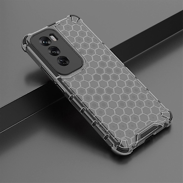 Mobilfodral för Oppo Reno12 5G - PC+TPU, Honungskaka-design, Stötdämpande Black