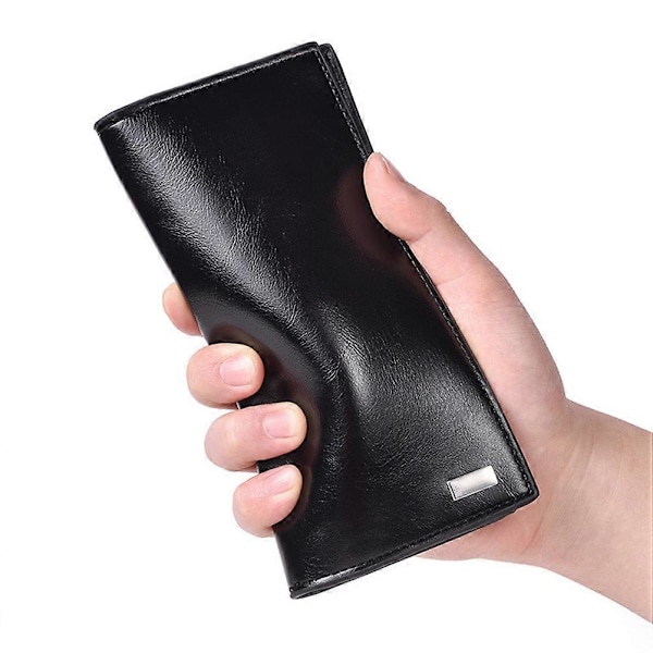 Herre Læderpung Lang Læderpung Lang Tegnebog Checkbook Herrepunge Læder Lang Læder Herrepunge