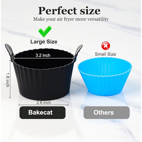 Airfryer Ramekin, Store Airfryer Muffinforme, Airfryer Æggeform (6-pak), Sort