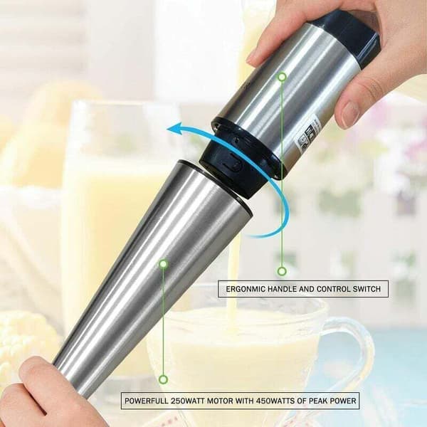 Professionel stavblender, elektrisk blender, anti-stænk hakker, 700W rustfri stål blender, 1000 omdr./min., foodprocessor til smoothies,