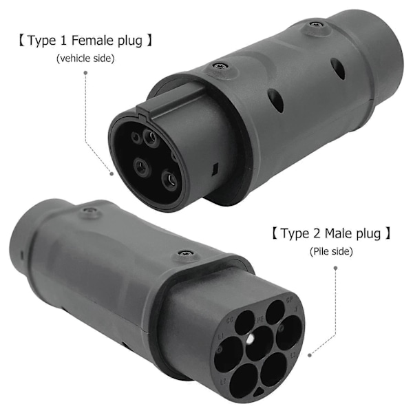 Adapter IEC 62196 2 till J1772 Typ 1 Elektrisk Laddning Fordonsladdare En Sidokontakt Laddning S