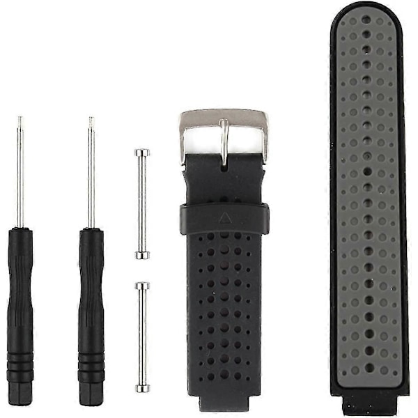 Ersättningsarmband för smartklocka, tillbehörsband för Garmin Forerunner 220/230/235/620/630/735XT/235 Lite Black-Gray