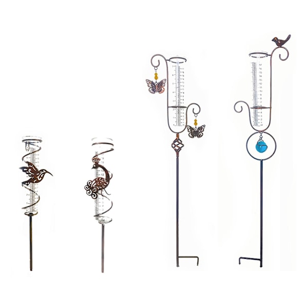 Utomhus Regnmätare med Stake för Trädgård, Gräsmatta & Blommor - Lättläst, Rostfri Design Hummingbird