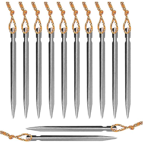 Teltplugger, campingplugger, 12 stk teltplugger, teltplugger camping teltplugger aluminium titanplugger V-form camping telttilbehør - 18cm