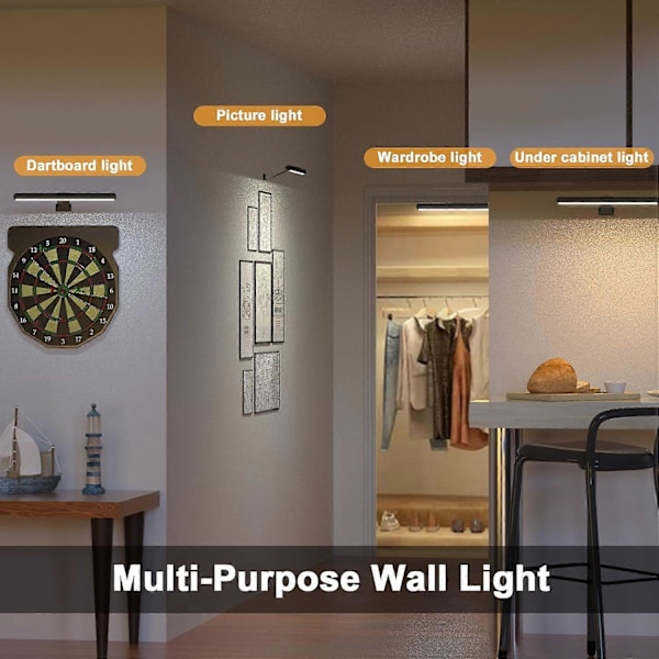 Trådlös Bildlampa Uppladdningsbar med Fjärrkontroll, 300LM Konst Batteri Display Lampa, 3 Lägen Magnetisk Vägglampa