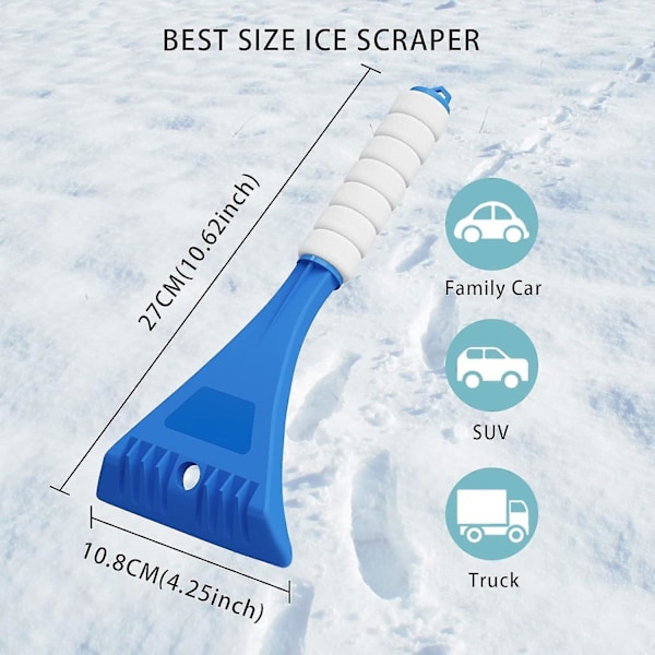 Isskrape for bil, snøskrape for bilfrontrute, kraftig frost- og snøfjerning, hw Blue