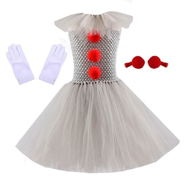 Klovnekostume Børn Mesh Prinsessekjole Piger Kjole Jul Halloween Performance Kostume S (90cm-100cm)