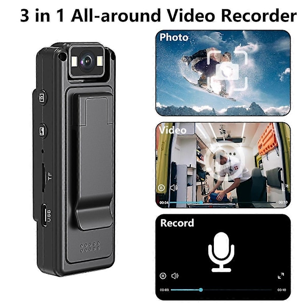 Kroppskamera Wifi 1080P HD Inspelning 1.3In Skärminspelare, Loopinspelning, 8 timmars batteritid Bärbara kameror Polis Cop Cam