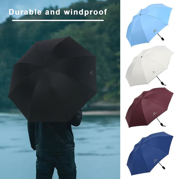 Hopfällbart paraply kompakt UV-skydd trefaldigt paraply vindtätt regntätt reseparaply för utomhusbruk Light Blue A